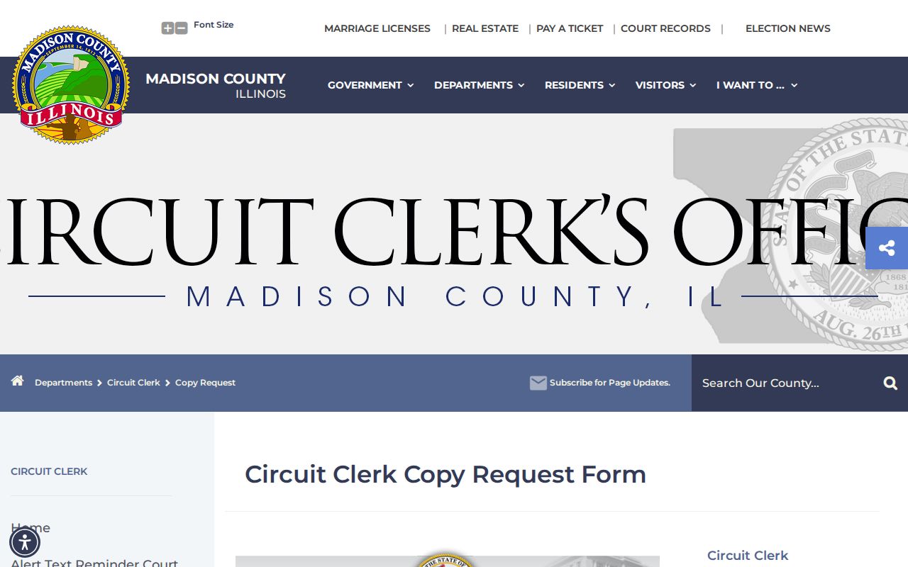 Madison County released inmate court record copy request